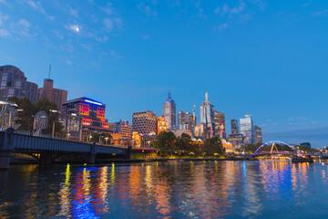 Fototapeta na wymiar Melbourne City Sunset Evening, Victoria, Australia