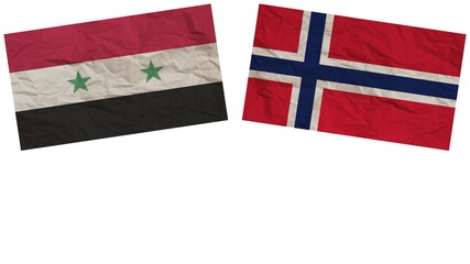Norway and Syria Flags Together Paper Texture Effect Illustration