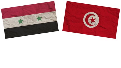 Tunisia and Syria Flags Together Paper Texture Effect Illustration