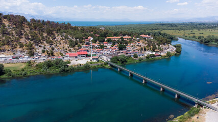 Fototapeta na wymiar aerial footage of Shkoder, Albania