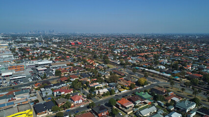 Naklejka premium Melbourne City Sunset Evening, Victoria, Australia