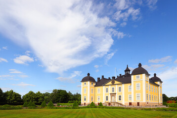Exterior view of the Stromsholm palace located in Swedish province of Vastmanland.