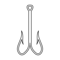 Fish hook vector icon.Outline vector icon isolated on white background fish hook.