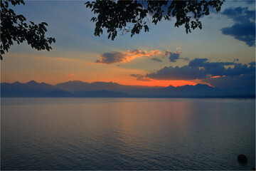 Sunset over the bay of Antalya city.
