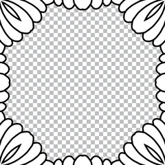 Ethnic pattern in the original style of oriental, Indian handmade. Geometric black white frame for text and advertising on an isolated background. Template for creativity, coloring, design.