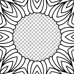 Ethnic pattern in decorative oriental style, Indian handmade. Geometric black white frame for text and advertising on an isolated background. Template for creativity, coloring, design.
