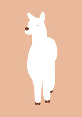  White alpaca vector flat illustration