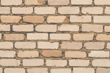 Sepia Brick Wall Background Large Banner. Aged Wall Texture. Distressed Urban City Brickwork. Grungy Black White Stonewall Wide Wallpaper.