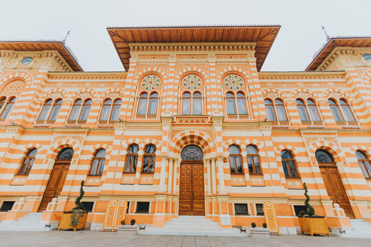 Low angle shot of the city hall building in the Brcko district of Bosnia and Herzegovina