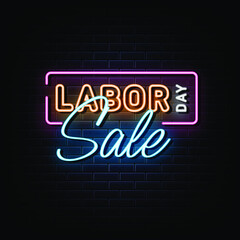 happy labor day sale neon sign. neon symbol