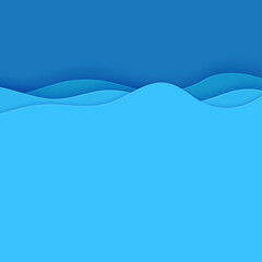 Blue abstract background in paper cut style. Layers of paper wavy water for World Oceans Day 8 June. Vector Earth posters template, ecology brochures, presentations, invitations with place for text.