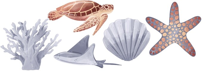 Watercolor under the sea 