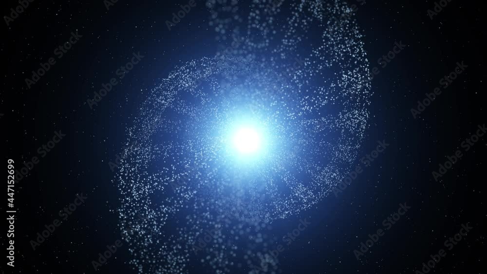 Poster shiny dna chain rotation on abstract digital copy space animation background.