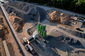 Ready mix concrete batching plant. Producing сoncrete and portland cement mortar for construction...