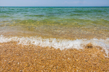 Beautiful nature landscape backgrounds. Oncoming wave view. Greece. 