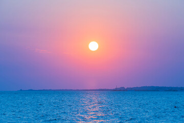 Amazing beauty colorful sunset. Greece island. Unforgettable view. Amazing background.