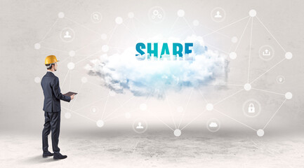 Engineer working on a social media concept