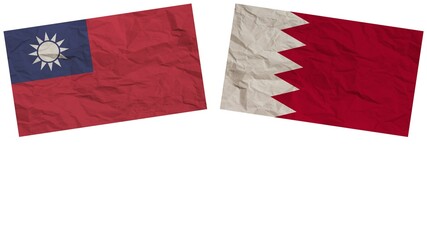 Bahrain and Taiwan Flags Together Paper Texture Effect Illustration