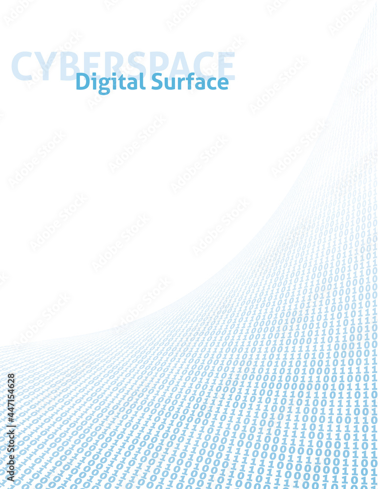 Fototapete Digital surface with binary code in cyberspace. Perspective pattern