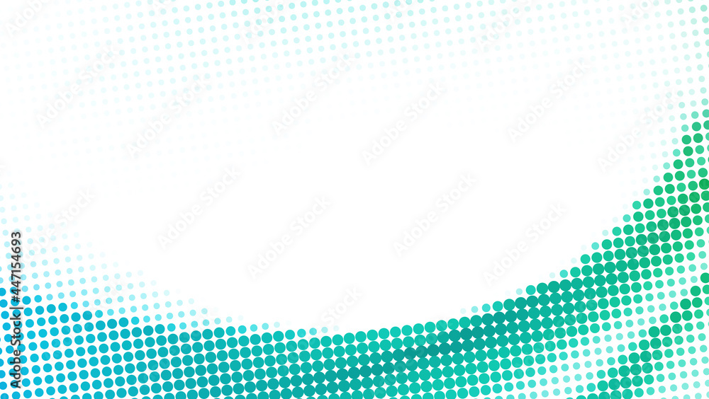 Poster Dotted background with gradient from cerulean to green. Halftone pattern