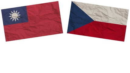 Czech Republic and Taiwan Flags Together Paper Texture Effect Illustration