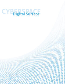 Digital surface with binary code in cyberspace. Perspective pattern