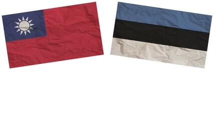 Estonia and Taiwan Flags Together Paper Texture Effect Illustration