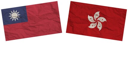 Hong Kong and Taiwan Flags Together Paper Texture Effect Illustration