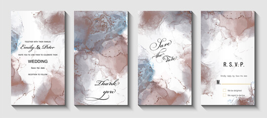 Modern creative design,  background marble texture. Wedding invitation.  Alcohol ink. Vector illustration.