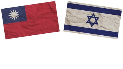 Israel and Taiwan Flags Together Paper Texture Effect Illustration