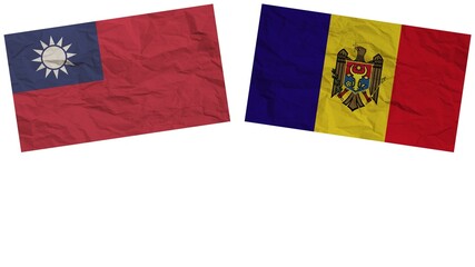 Moldova and Taiwan Flags Together Paper Texture Effect Illustration