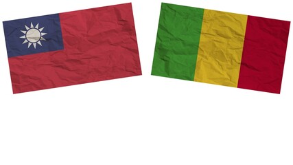 Mali and Taiwan Flags Together Paper Texture Effect Illustration