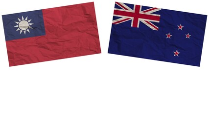 New Zealand and Taiwan Flags Together Paper Texture Effect Illustration