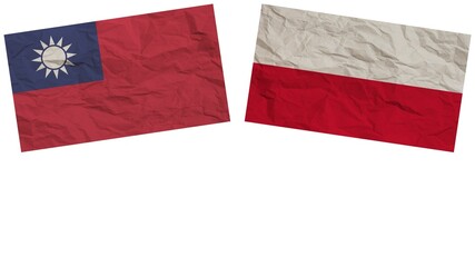 Poland and Taiwan Flags Together Paper Texture Effect Illustration