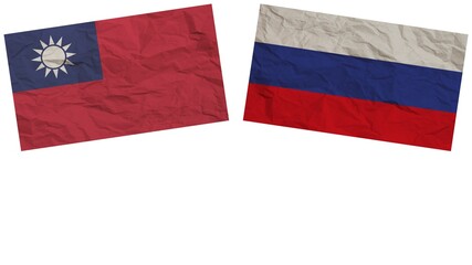 Russia and Taiwan Flags Together Paper Texture Effect Illustration