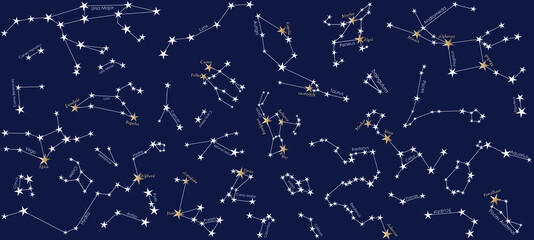 Night star sky seamless pattern. Galaxy cosmos constellation ornament print background © Daria DD