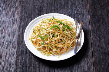summer spaghetti alla carrettiera on a plate
