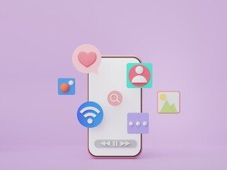 3d render SEO data an analytics on smarthphone. User interface for web banner and mock up. Business graph chart for future planning. Investment management and financial innovations.