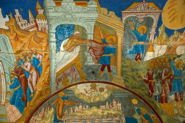 Frescoes (Mid-17th century) on the walls of the Cathedral of the Resurrection of Christ in the city...