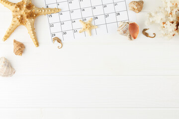 Calendar sheet with marine souvenirs.