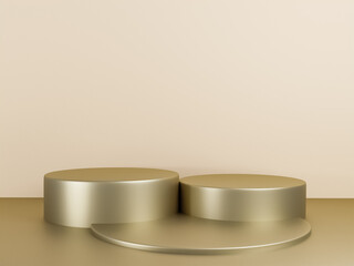 Scene with beige color podium for mock up presentation in minimalism style with copy space, 3d render abstract background