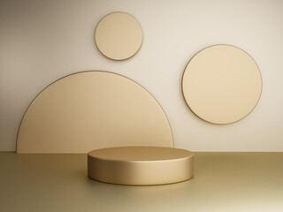 Scene with beige color podium for mock up presentation in minimalism style with copy space, 3d render abstract background
