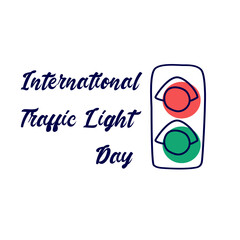 International day of traffic lights logo, Vector illustration with inscription and traffic light with two colors red green on transparent background
