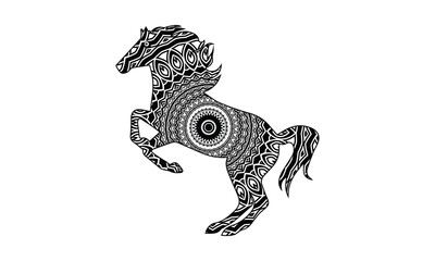 horse with background.Hand drawn horse for antistress Coloring Page with high details
