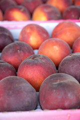 New harvest of fresh ripe yellow-red peaches fruits in Provence, France