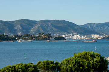 Fototapeta na wymiar View on Toulon harbor in summer, Var, France