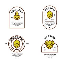 Fototapeta premium Vintage Vector Bee Coffee Logo Template Illustration