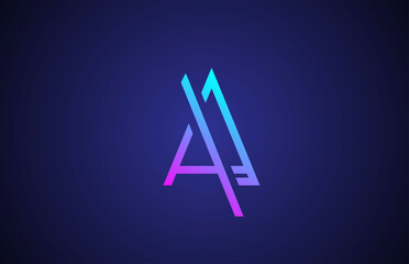 blue pink A line alphabet letter logo for business and company. Simple creative template design for icon and lettering
