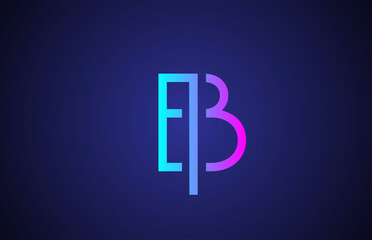 blue pink B line alphabet letter logo for business and company. Simple creative template design for icon and lettering