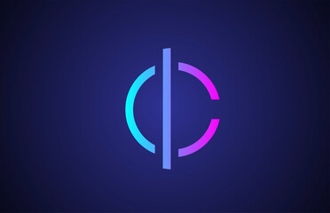 blue pink C line alphabet letter logo for business and company. Simple creative template design for icon and lettering